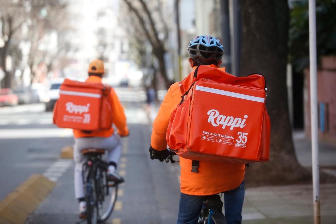 rappi drivers on bicycles in Medellin
