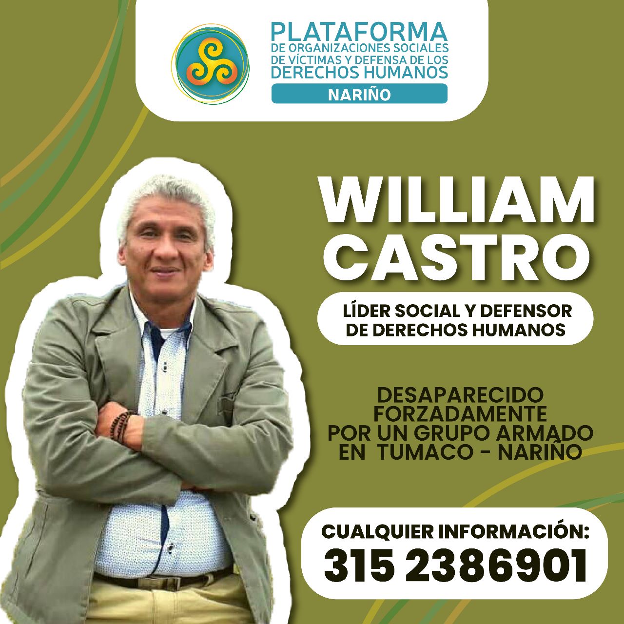 Liberan a líder social William Leonardo Castro