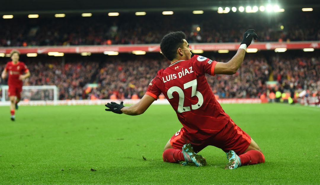 Celebración del gol de Luis Díaz con el Liverpool ante Norwich / Foto: Getty Images