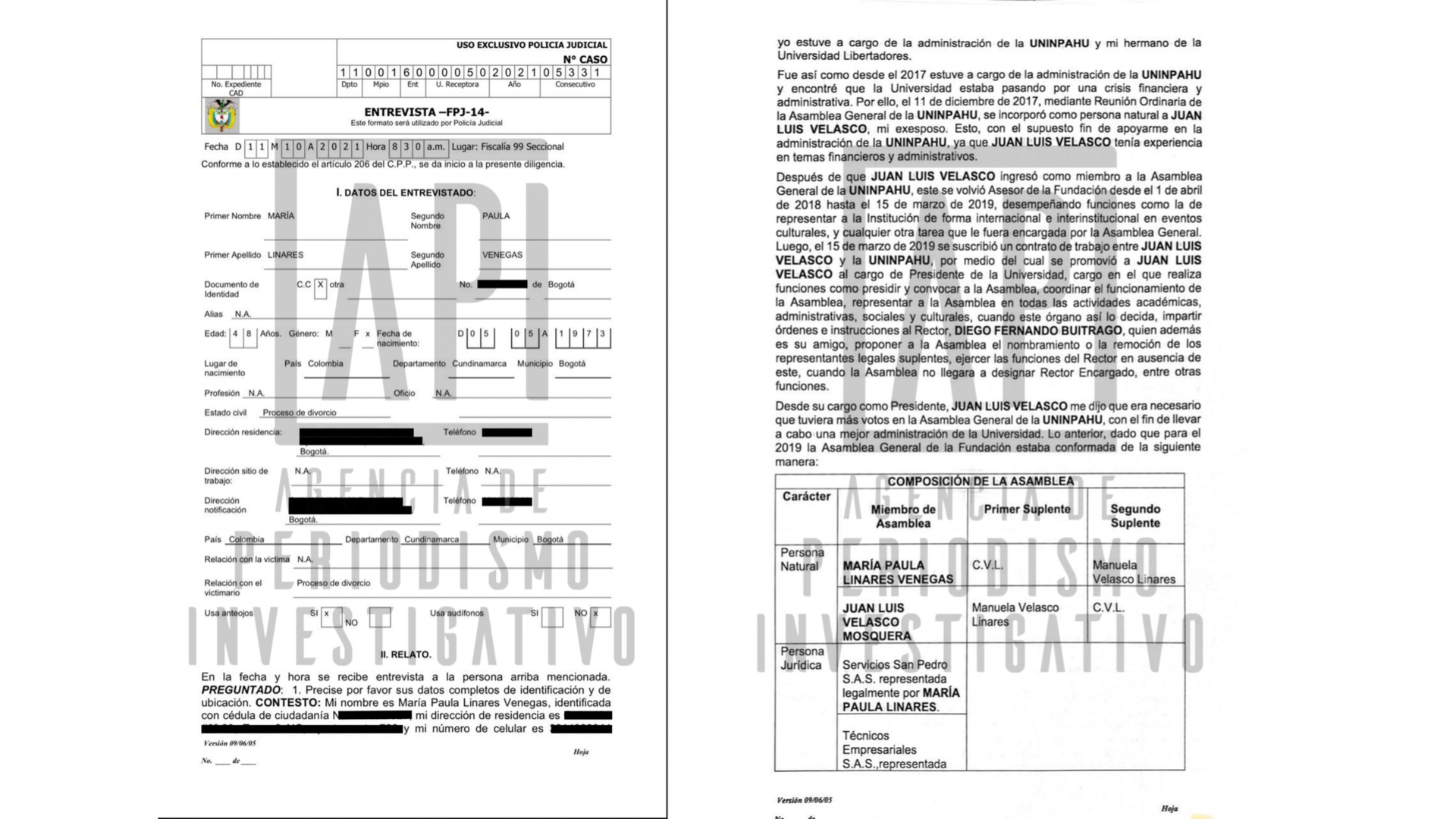 Facsimil de la ampliación de la denuncia en Fiscalía interpuesta por Maria Paula Linares