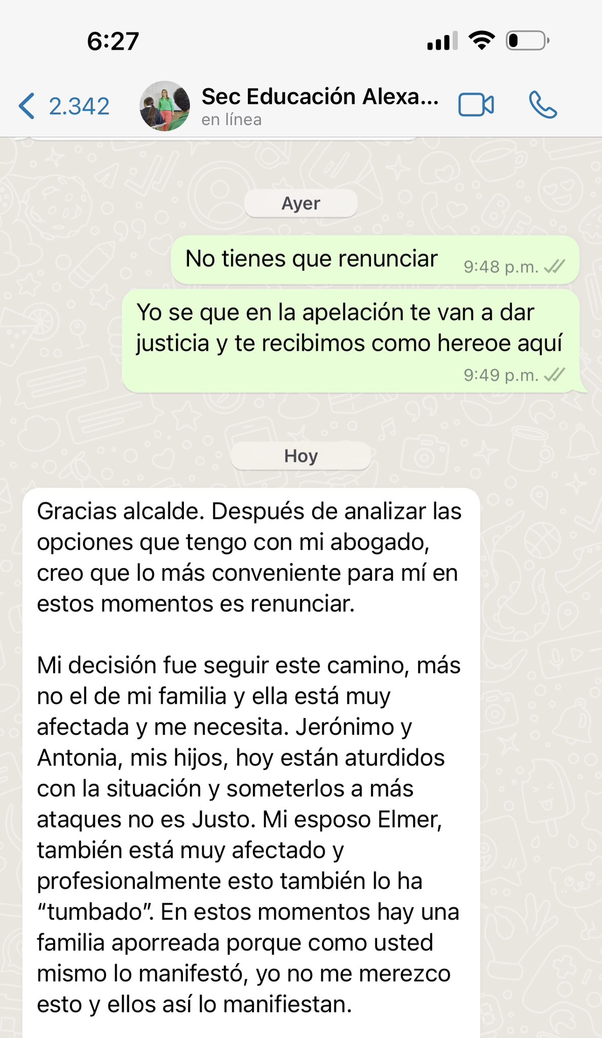 CONVERSACIÓN ENTRE DANIEL QUINTERO Y AGUDELO