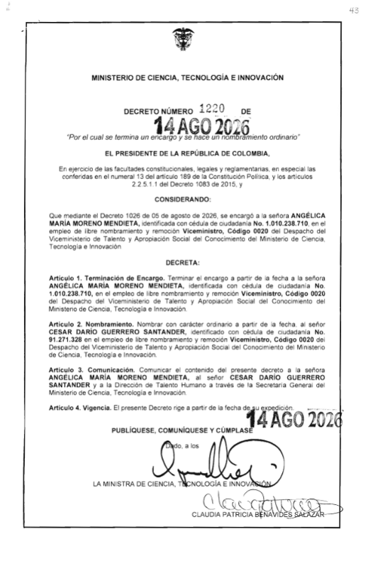 Decreto 1220 de 2026.