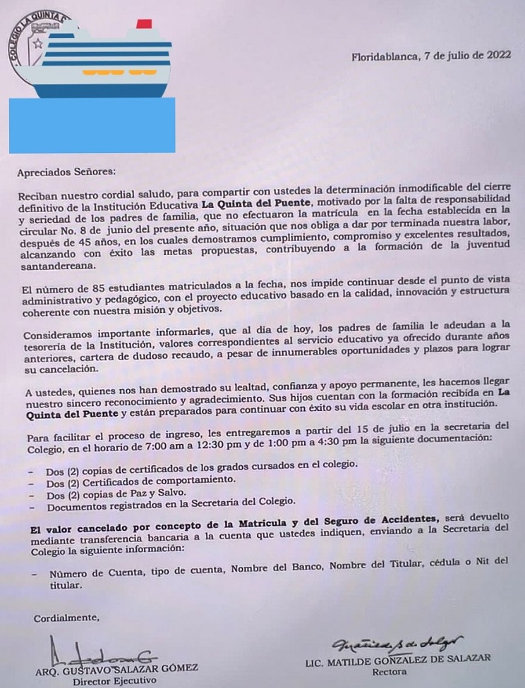 Carta La Quinta de Paredes