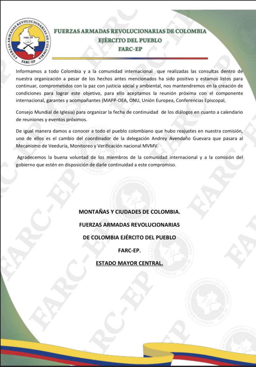 comunicado disidencias FARC 2