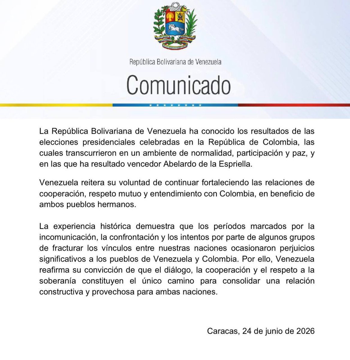 Comunicado de Venezuela.