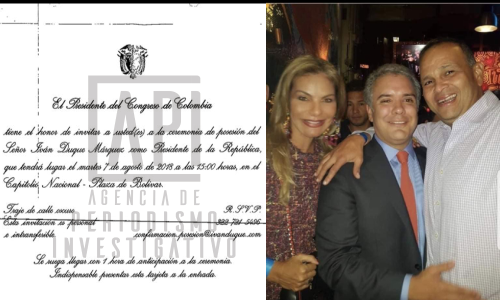 Foto: suministrada / Facsimil de la invitación a la pareja a la posesión de Iván Duque 