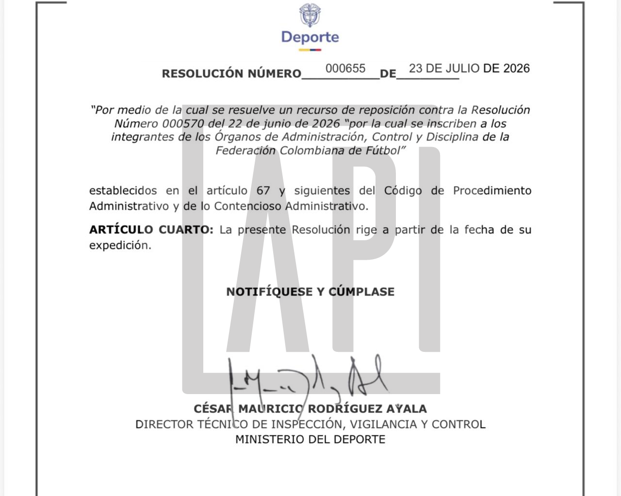 Resolución MinDeporte
