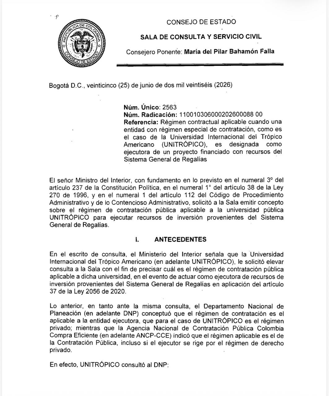 Radicado del Consejo de Estado