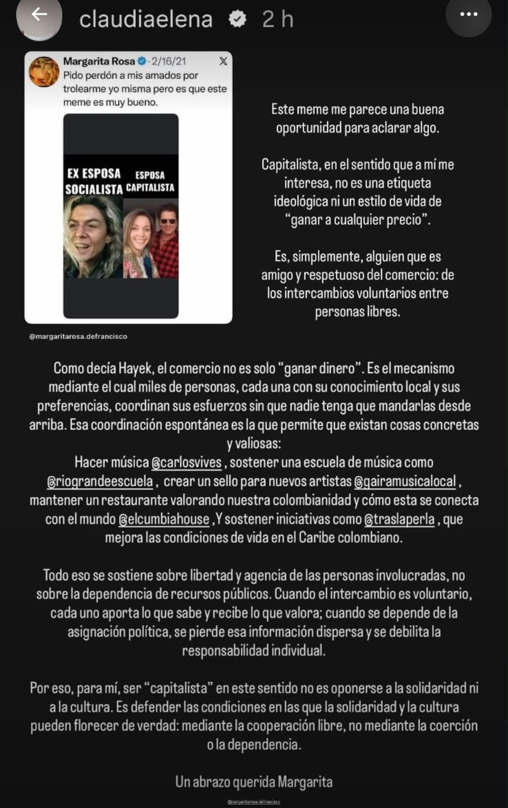 Pronunciamiento de Claudia Elena Vásquez
