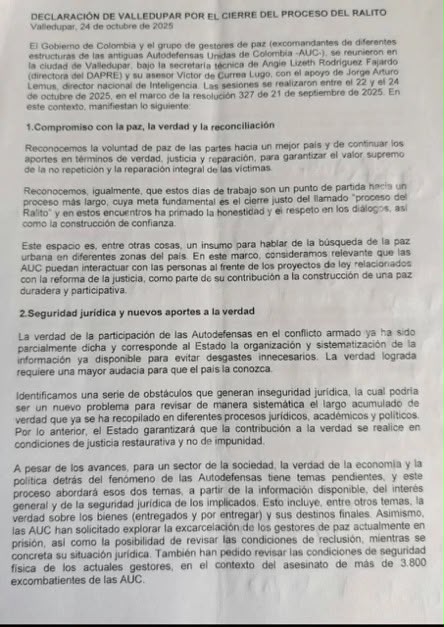 Documento del Pacto de Valledupar