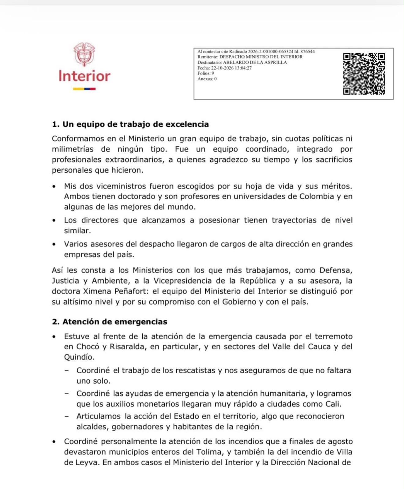 Carta de Rodrigo Lara