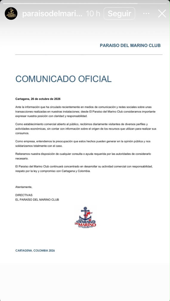 Comunicado de la discoteca El Paraíso del Marino Club