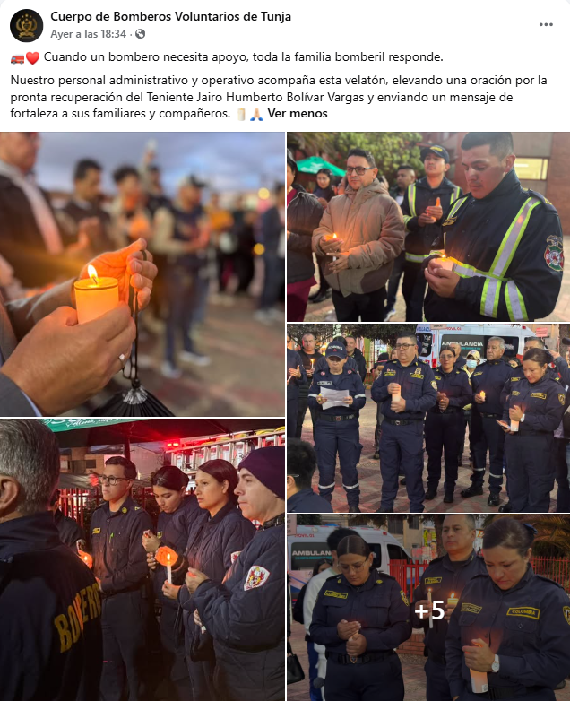Velatón por la recuperación del Teniente Jairo Humberto Bolívar Vargas. Facebook.