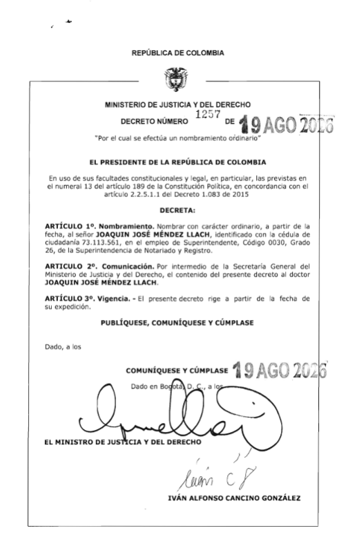 Decreto 1257 de 2026.