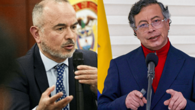 Ministro de Justicia, Jorge Iván Cuervo; y el presidente Gustavo Petro