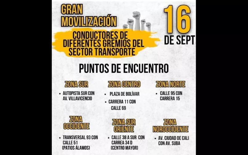 Movilización de conductores en la capital colombiana