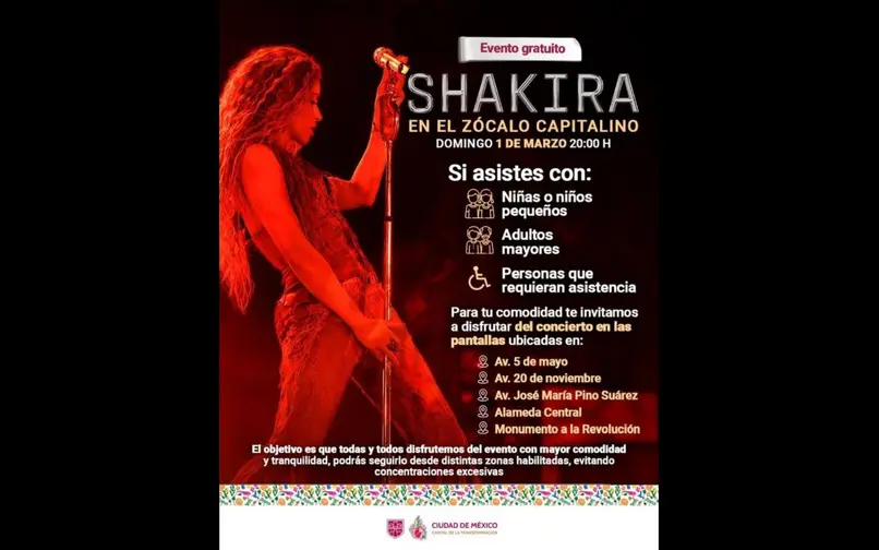 Afiche concierto Shakira en el Zócalo de México