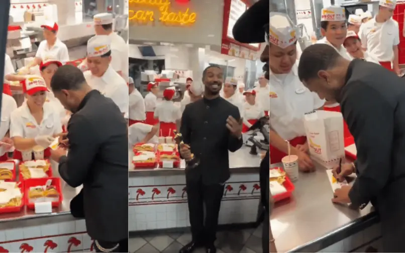 Michael B. Jordan, ganador del Óscar a mejor actor, celebró de forma inesperada en un local de hamburguesas