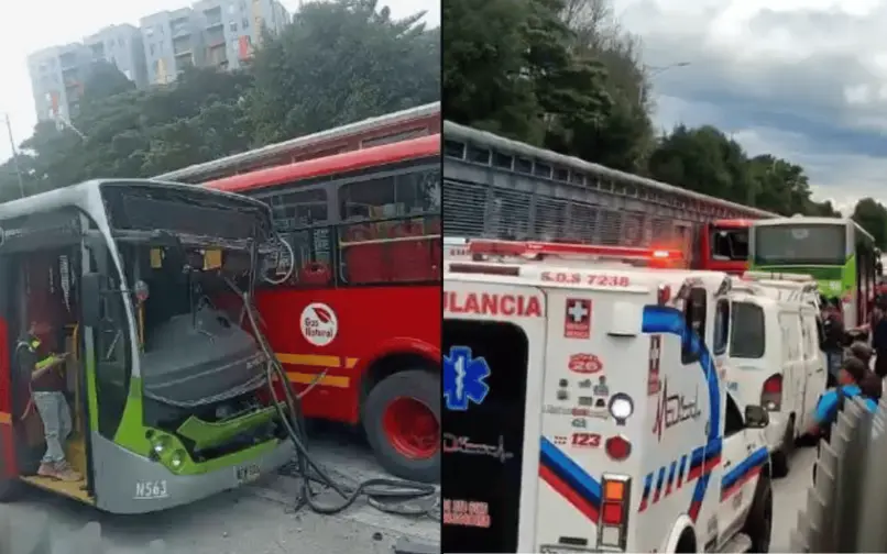 Choque de buses de TransMilenio en Suba 