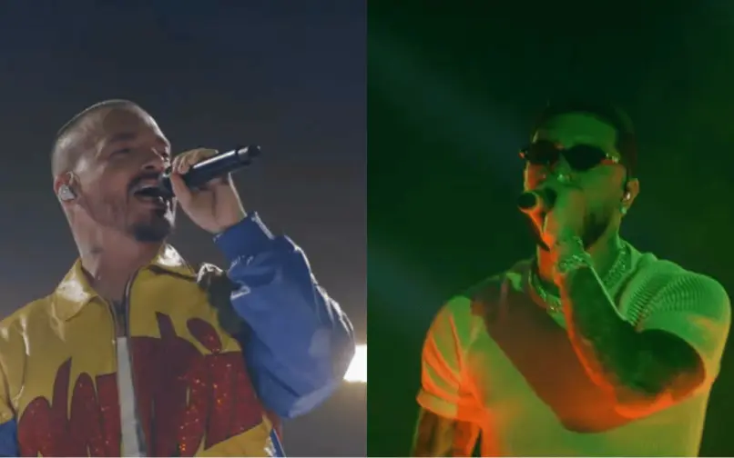 JBalvin y Ryan Castro en concierto de Karol G en Coachella 