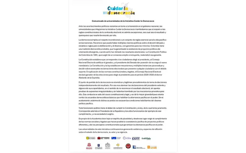 Universidades piden respetar los resultados electorales