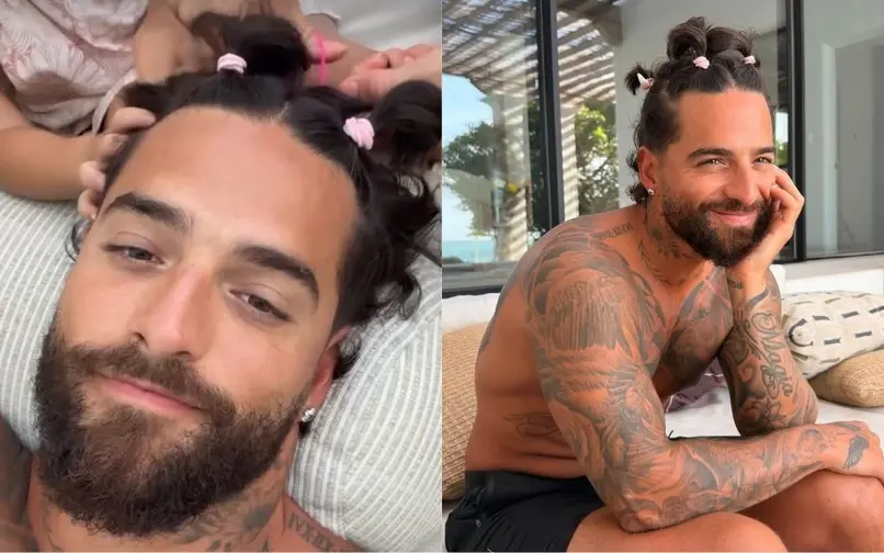Maluma enternece al dejar que su hija Paris le hiciera un divertido peinado