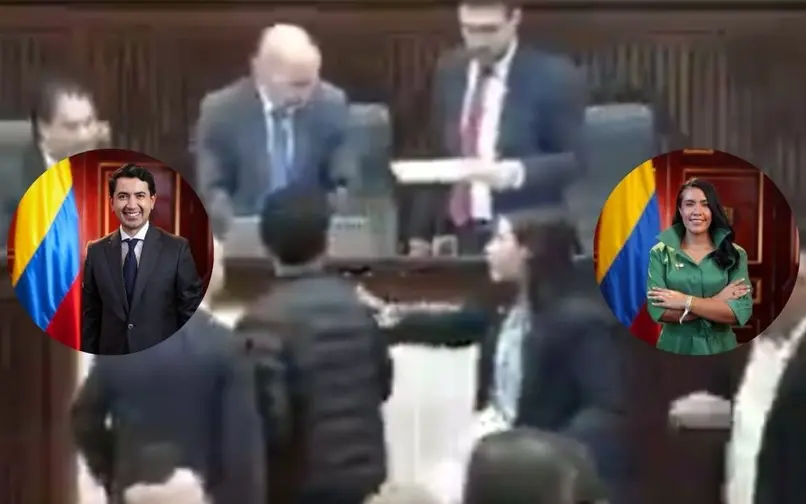 Luz Verónica Estrada empuja a Daniel Briceño en el Congreso