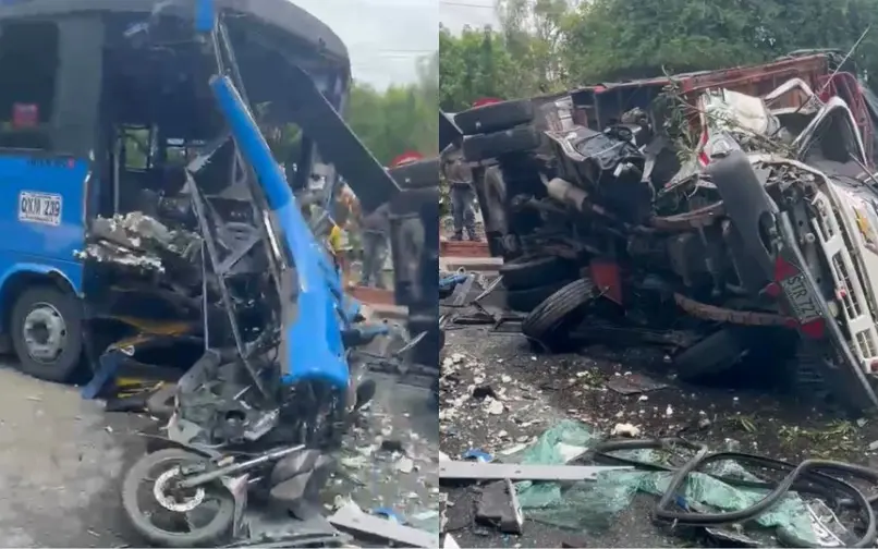 Accidente en Soledad entre bus, camión y motocicleta deja cuatro heridos
