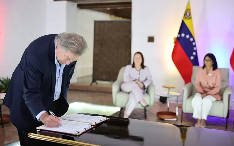 Jaime Gilinski y Delcy Rodríguez sobre GeoPark en Venezuela