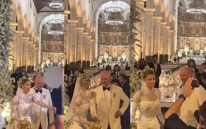Ariadna Gutiérrez y Guus Franke durante su matrimonio en la Catedral de Santa Catalina, en Cartagena.