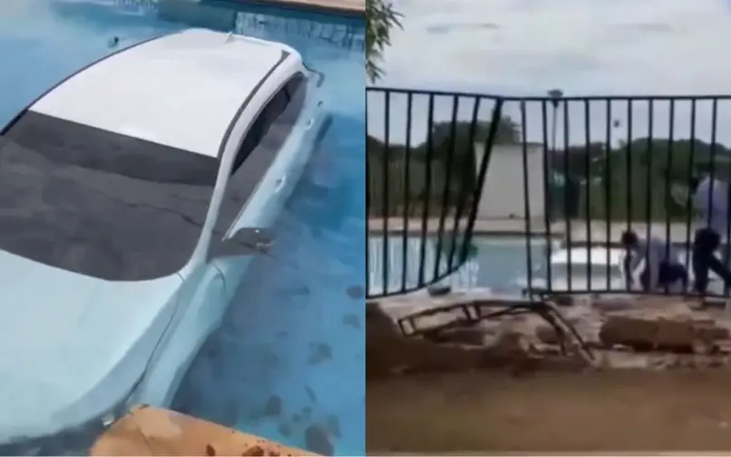 Camioneta terminó dentro de una piscina en conjunto residencial de Valledupar