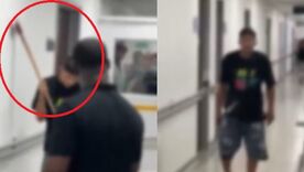 Hombre armado con machete y hacha en hospital