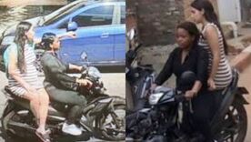 María Camila Potosí con motociclista