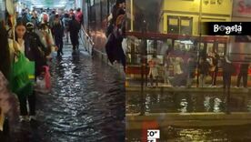 Estación Flores de TransMilenio se inundó tras intensas lluvias en Bogotá