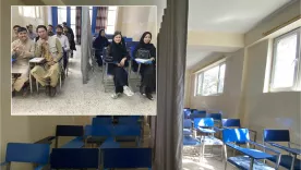 Mujeres en clases universitarias en Afganistán