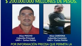 Recompensa por alias ‘Mocho’ y ‘Cardona’