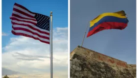 BANDERAS DE ESTADOS UNIDOS Y COLOMBIA