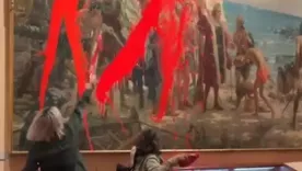  vandalizan un cuadro de Cristóbal Colón