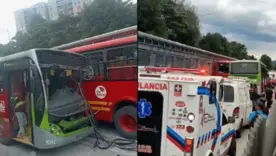 Choque de buses de TransMilenio en Suba 