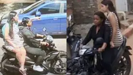 María Camila Potosí con motociclista