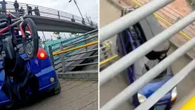 Aparece dueño de vehículo que intentó subir a puente 