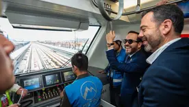 Presidente Abelardo de la Espriella y alcalde Carlos Fernando Galán en el Metro de Bogotá