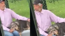 Adulto mayor con su mascota tras negativa de conductor de Trasoriente