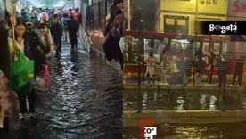 Estación Flores de TransMilenio se inundó tras intensas lluvias en Bogotá