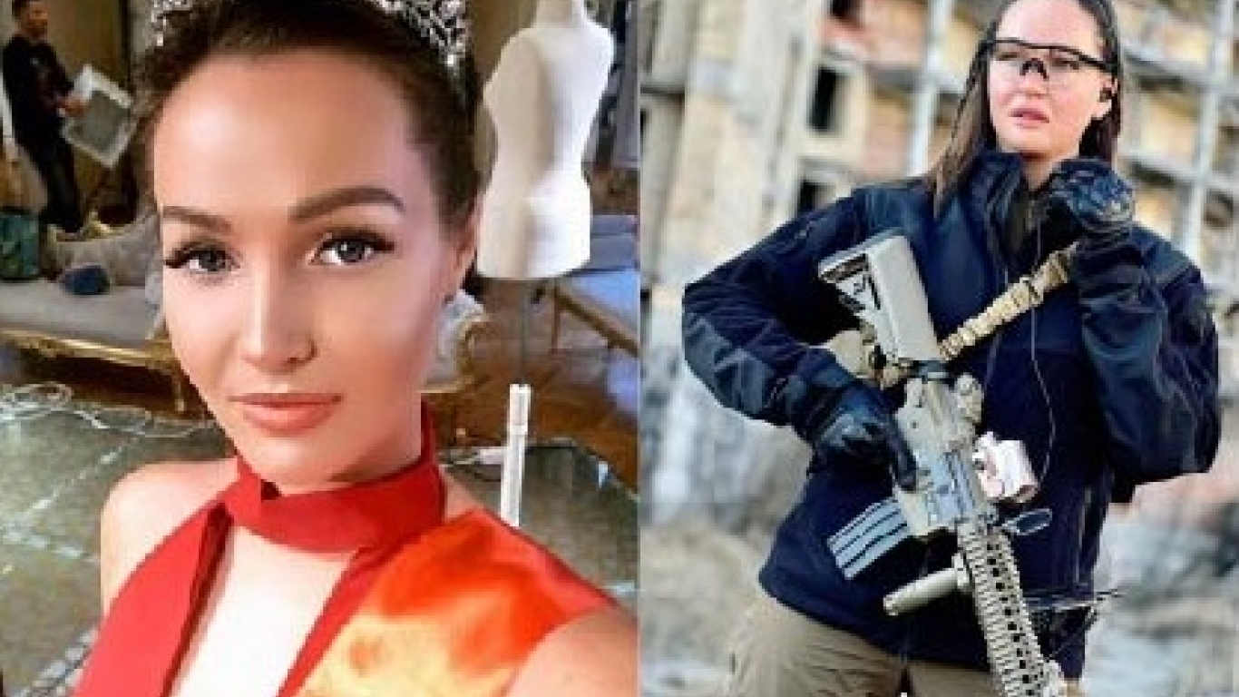 Miss Ucrania cambia el cetro por las armas y va en frente de guerra