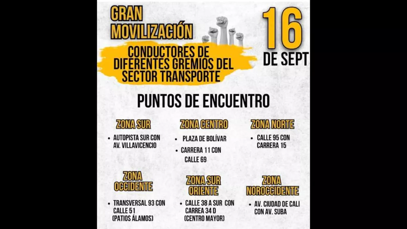 Movilización de conductores en la capital colombiana