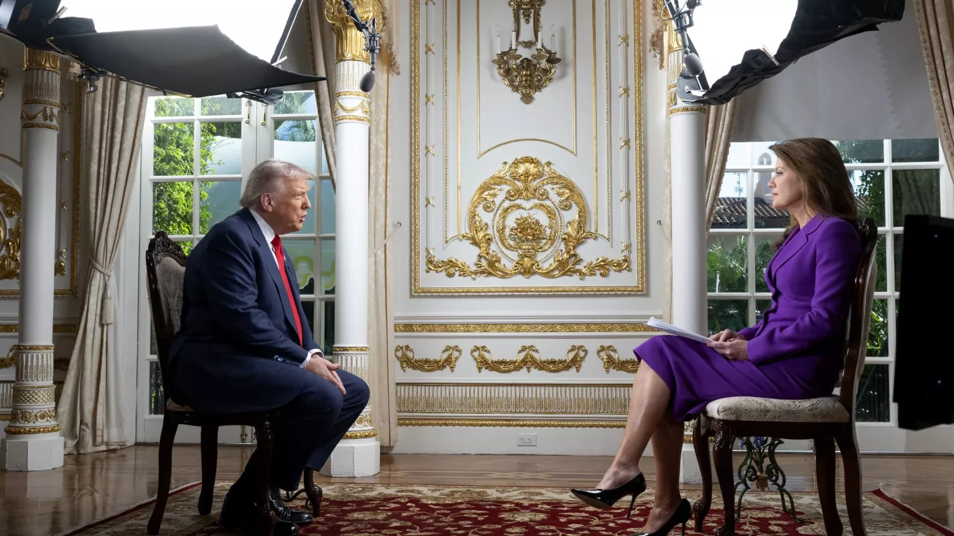 Presidente Donald Trump con Norah O. Donnell en entrevista para 60 minutos