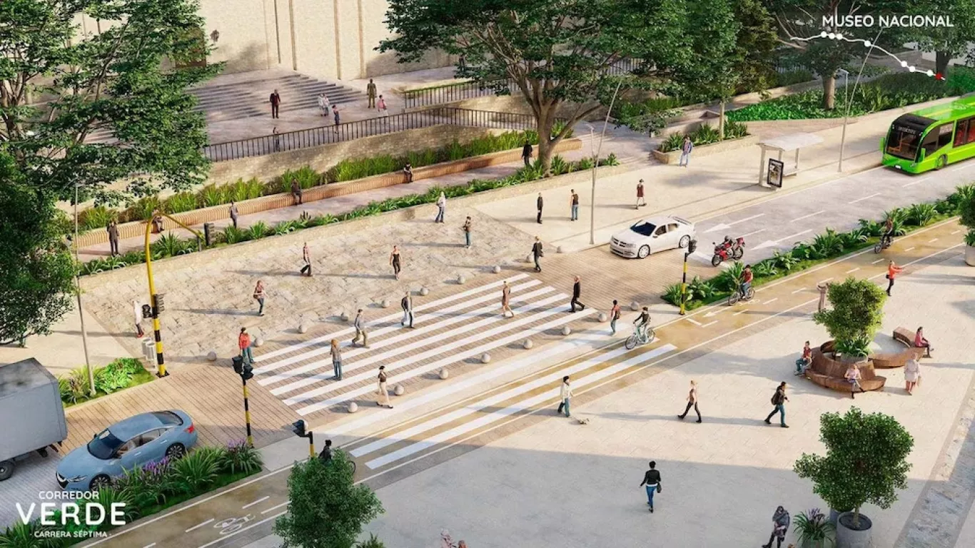 Render del corredor verde de la Séptima que adelantó Claudia López - crédito IDU