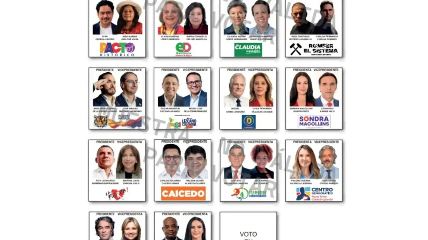 Tarjetón oficial elecciones presidenciales 2026