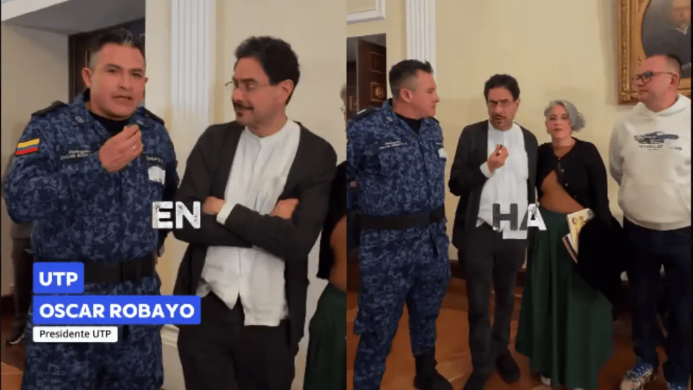 Óscar Robayo, presidente UTP junto a Iván Cepeda y Maria José Pizarro